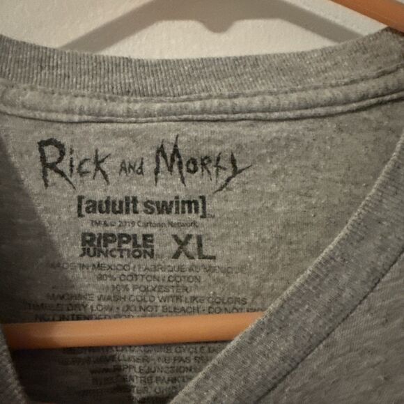 Ripple Junction Brand Adult Swim Gray Rick and Morty Print T-Shirt, Size XL - Picture 3 of 3